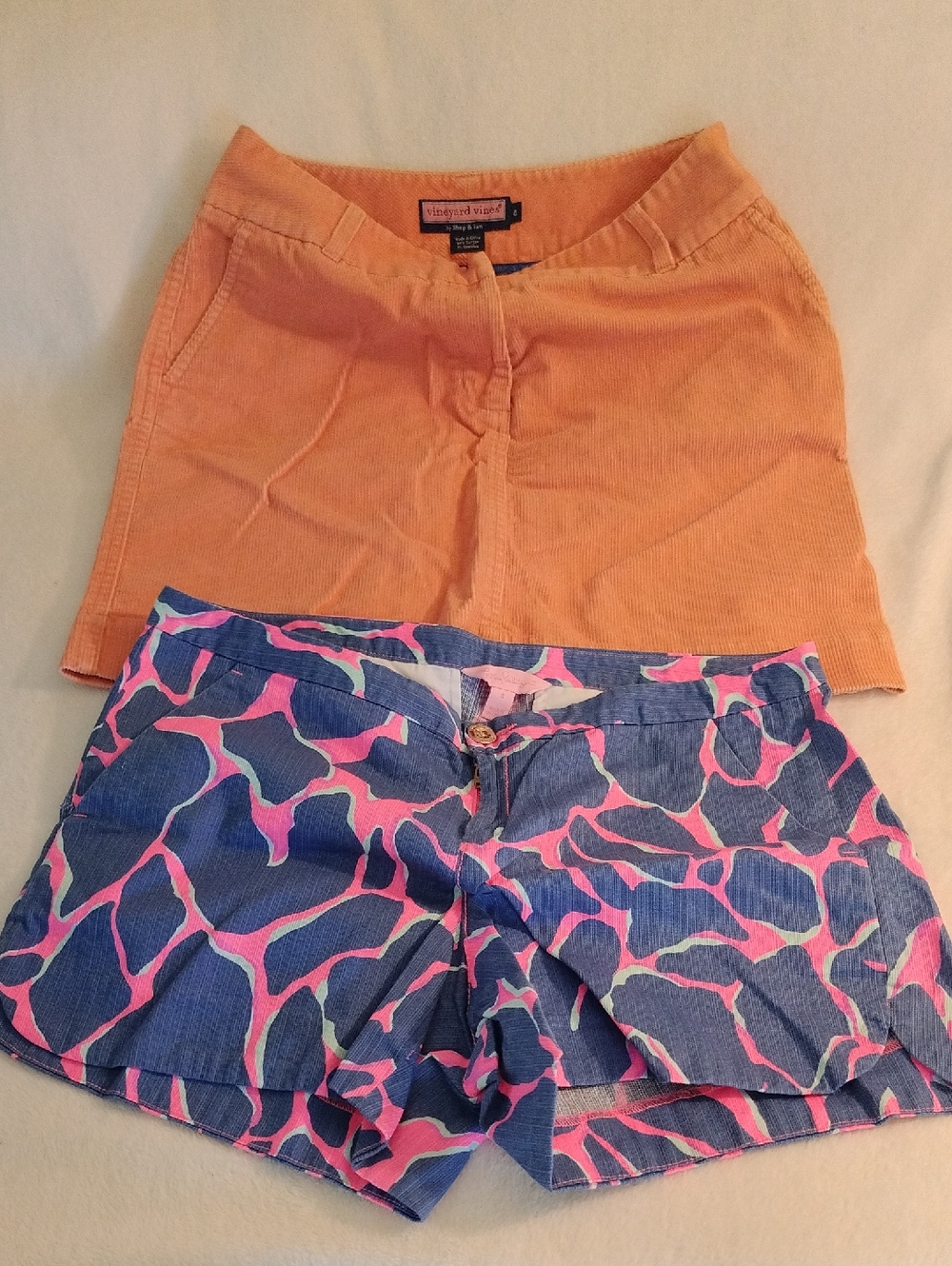 Lilly Pulitzer Adie Shorts Blue Tiki Pink Vineyard Vines Corduroy Shirt Women 4